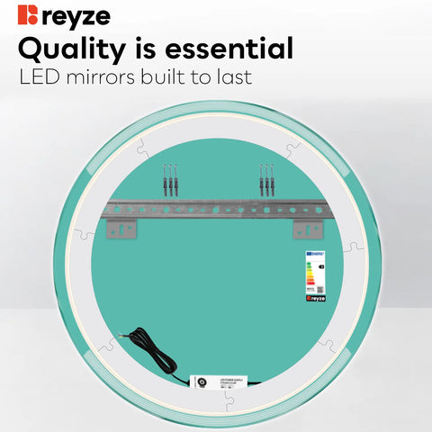 Round LED Mirror | Wall Switch Control | Neutral White Light - Reyze Edge Series Model 8