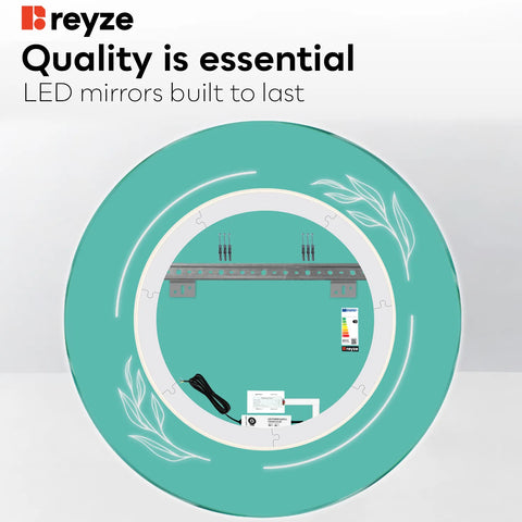 Round LED Mirror | Touch Button | Cool White Light - Reyze Good Vibes Series Model 1