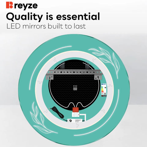 Round LED Mirror | Touch Buttons | Anti-Fog Function | Warm White Light - Reyze Good Vibes Series Model 1