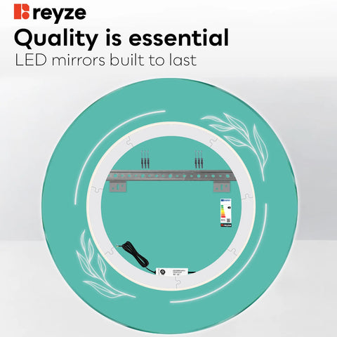 Round LED Mirror | Wall Switch Control | Cool White Light - Reyze Good Vibes Series Model 1