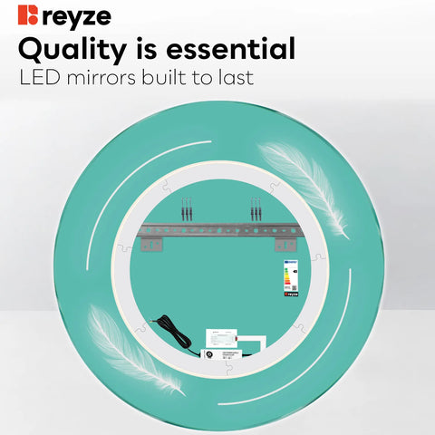 Round LED Mirror | Touch Button | Neutral White Light - Reyze Good Vibes Series Model 2