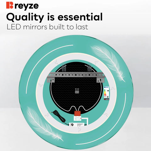 Round LED Mirror | Touch Buttons | Anti-Fog Function | Adjustable Color Temperature - Reyze Good Vibes Series Model 2