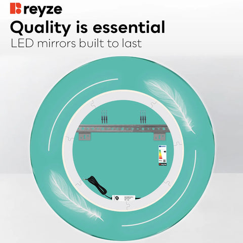 Round LED Mirror | Wall Switch Control | Neutral White Light - Reyze Good Vibes Series Model 2