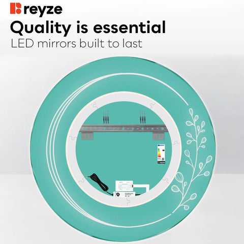 Round LED Mirror | Touch Button | Warm White Light - Reyze Good Vibes Series Model 3