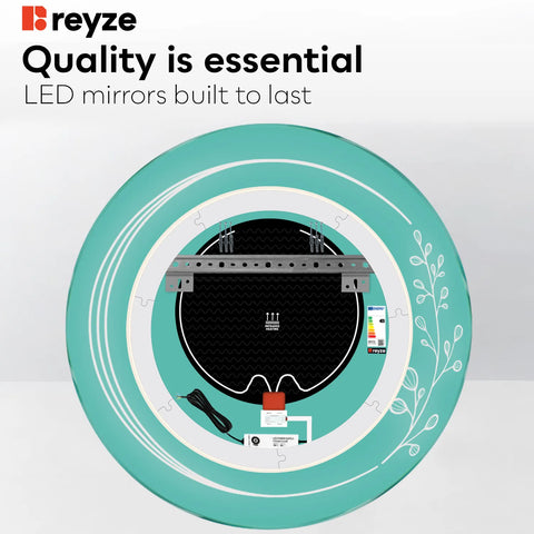 Round LED Mirror | Touch Buttons | Anti-Fog Function | Warm White Light - Reyze Good Vibes Series Model 3