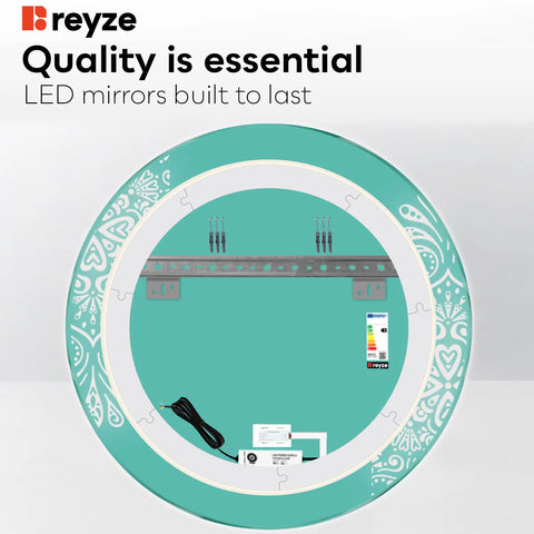Round LED Mirror | Touch Button | Neutral White Light - Reyze Good Vibes Series Model 4