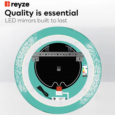 Round LED Mirror | Touch Buttons | Anti-Fog Function | Neutral White Light - Reyze Good Vibes Series Model 4