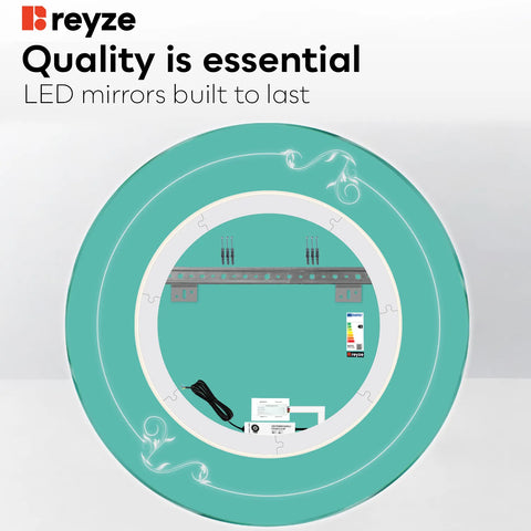Round LED Mirror | Touch Button | Neutral White Light - Reyze Good Vibes Series Model 5
