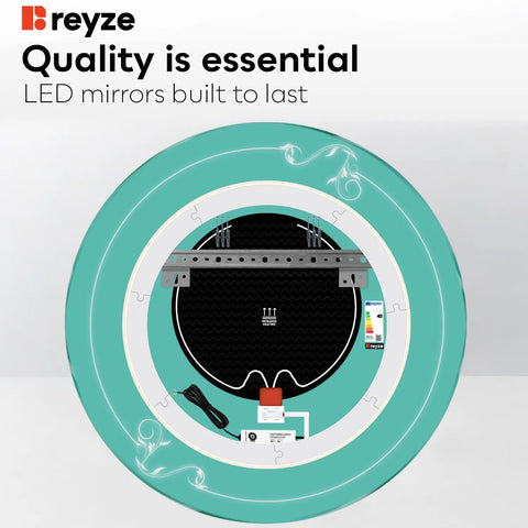Round LED Mirror | Touch Buttons | Anti-Fog Function | Warm White Light - Reyze Good Vibes Series Model 5