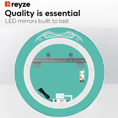 Round LED Mirror | Touch Button | Cool White Light - Reyze Good Vibes Series Model 6