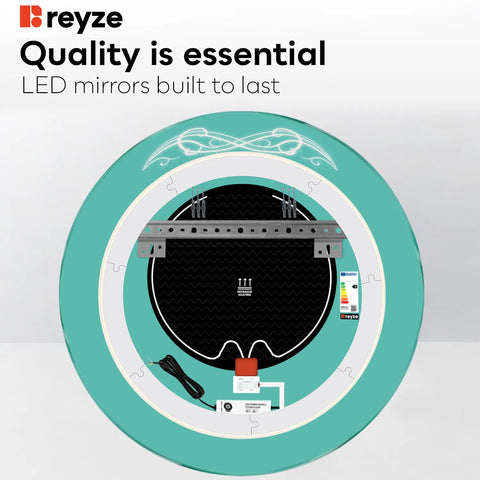 Round LED Mirror | Touch Buttons | Anti-Fog Function | Adjustable Color Temperature - Reyze Good Vibes Series Model 6