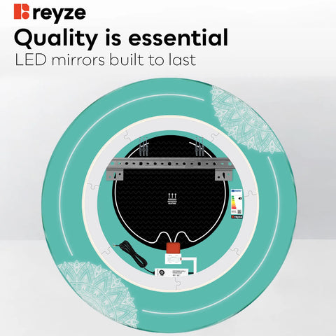 Round LED Mirror | Touch Buttons | Anti-Fog Function | Adjustable Color Temperature - Reyze Good Vibes Series Model 7