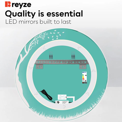 Round LED Mirror | Touch Button | Warm White Light - Reyze Good Vibes Series Model 8
