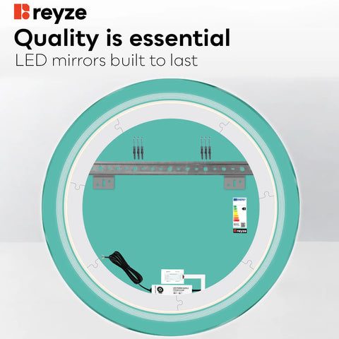Round LED Mirror | Touch Button | Warm White Light - Reyze Minimal Series Model 1