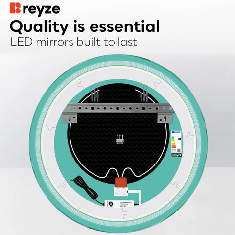 Round LED Mirror | Touch Buttons | Anti-Fog Function | Warm White Light - Reyze Minimal Series Model 1