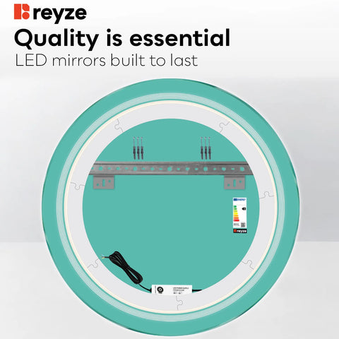 Round LED Mirror | Wall Switch Control | Neutral White Light - Reyze Minimal Series Model 1