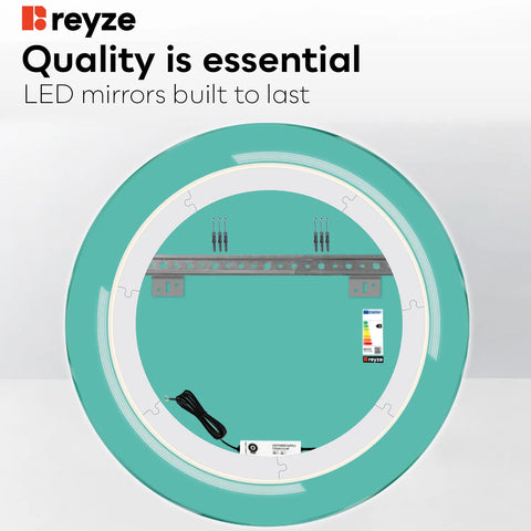 Round LED Mirror | Wall Switch Control | Warm White Light - Reyze Minimal Series Model 2