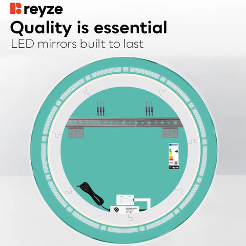 Round LED Mirror | Touch Button | Neutral White Light - Reyze Minimal Series Model 3