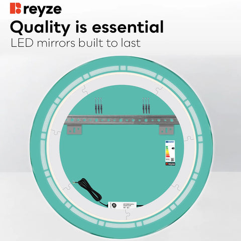 Round LED Mirror | Wall Switch Control | Warm White Light - Reyze Minimal Series Model 3
