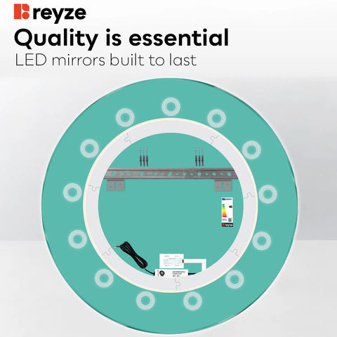 Round LED Mirror | Touch Button | Neutral White Light - Reyze Minimal Series Model 4