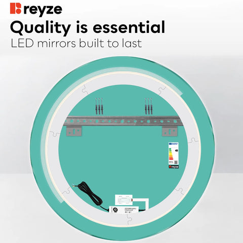Round LED Mirror | Touch Button | Cool White Light - Reyze Minimal Series Model 5
