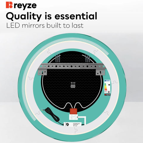 Round LED Mirror | Touch Buttons | Anti-Fog Function | Cool White Light - Reyze Minimal Series Model 5
