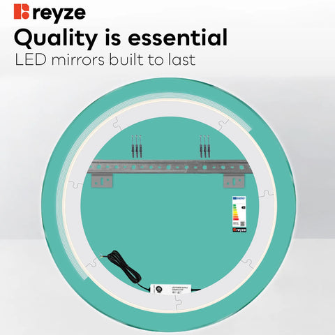 Round LED Mirror | Wall Switch Control | Cool White Light - Reyze Minimal Series Model 5