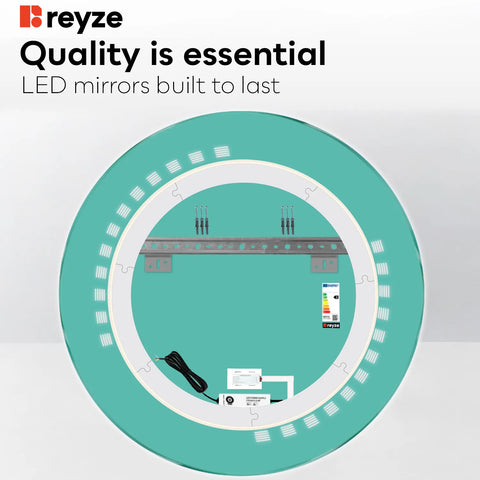 Round LED Mirror | Touch Button | Cool White Light - Reyze Minimal Series Model 6