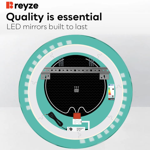 Round LED Mirror | Touch Buttons | Anti-Fog Function | Cool White Light - Reyze Minimal Series Model 6