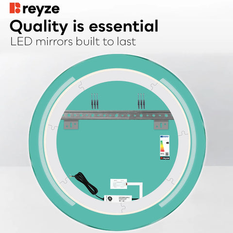Round LED Mirror | Touch Button | Neutral White Light - Reyze Minimal Series Model 7