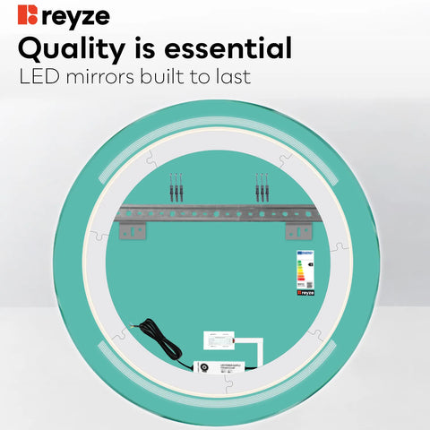 Round LED Mirror | Touch Button | Neutral White Light - Reyze Minimal Series Model 8