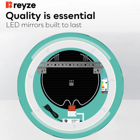 Round LED Mirror | Touch Buttons | Anti-Fog Function | Adjustable Color Temperature - Reyze Minimal Series Model 8