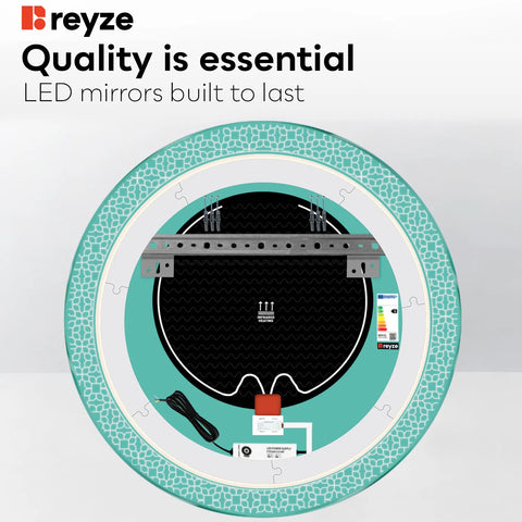 Round LED Mirror | Touch Buttons | Anti-Fog Function | Neutral White Light - Reyze Official Series Model 1
