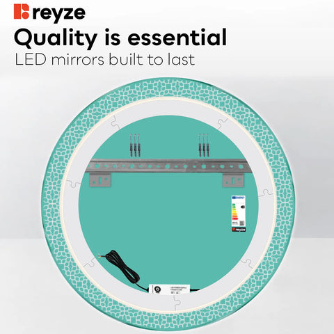 Round LED Mirror | Wall Switch Control | Cool White Light - Reyze Official Series Model 1