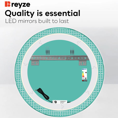 Round LED Mirror | Wall Switch Control | Cool White Light - Reyze Official Series Model 2