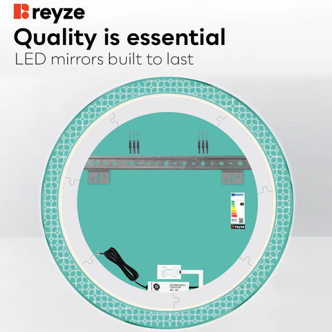 Round LED Mirror | Touch Button | Warm White Light - Reyze Official Series Model 2
