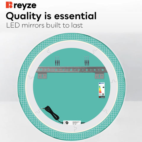 Round LED Mirror | Wall Switch Control | Warm White Light - Reyze Official Series Model 3
