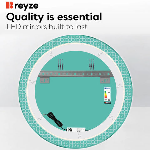 Round LED Mirror | Wall Switch Control | Warm White Light - Reyze Official Series Model 4