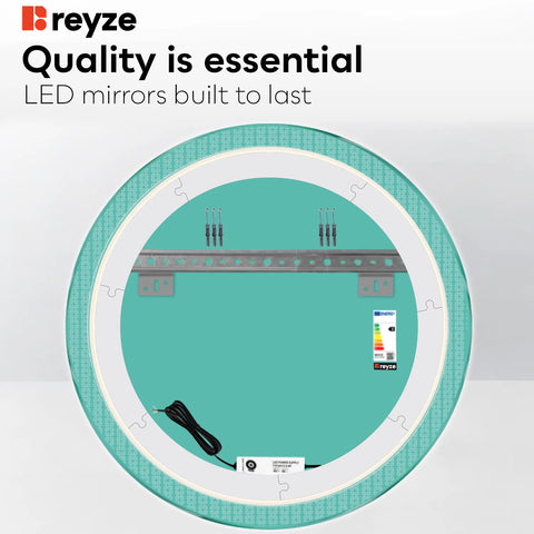 Round LED Mirror | Wall Switch Control | Cool White Light - Reyze Official Series Model 5
