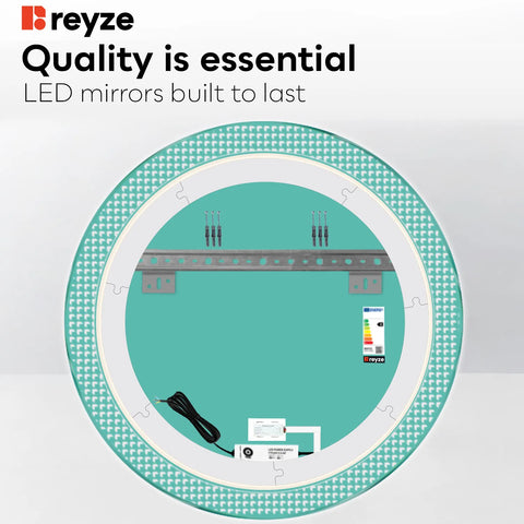 Round LED Mirror | Touch Button | Warm White Light - Reyze Official Series Model 6