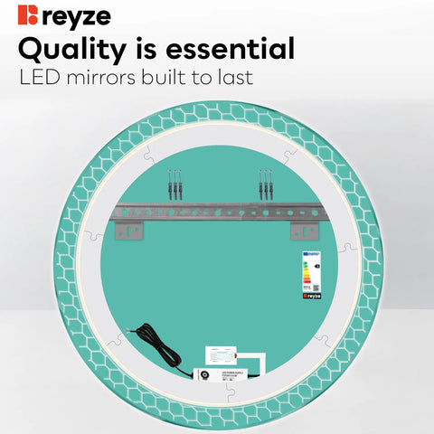 Round LED Mirror | Touch Button | Warm White Light - Reyze Official Series Model 7