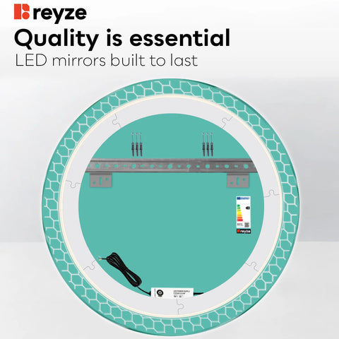 Round LED Mirror | Wall Switch Control | Cool White Light - Reyze Official Series Model 7