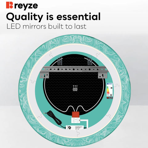 Round LED Mirror | Touch Buttons | Anti-Fog Function | Warm White Light - Reyze Official Series Model 8