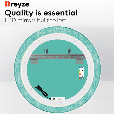 Round LED Mirror | Wall Switch Control | Cool White Light - Reyze Official Series Model 8