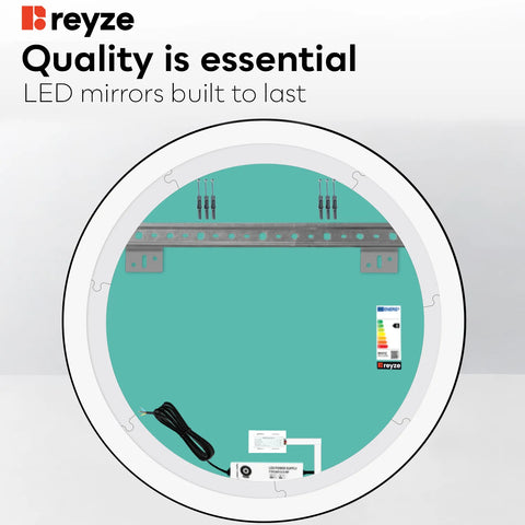 Round LED Mirror | Touch Button | Cool White Light - Reyze Salono Series Model 5