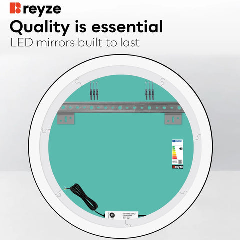 Round LED Mirror | Wall Switch Control | Neutral White Light - Reyze Salono Series Model 7