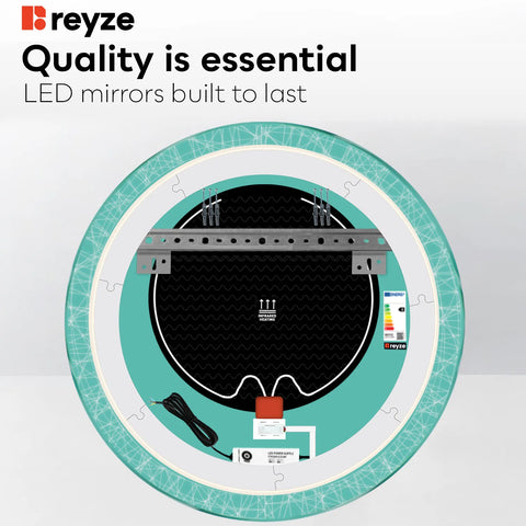 Round LED Mirror | Touch Buttons | Anti-Fog Function | Warm White Light - Reyze Simetria Series Model 1