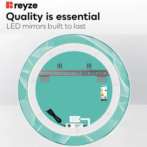 Round LED Mirror | Touch Button | Neutral White Light - Reyze Simetria Series Model 2