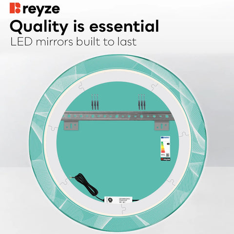 Round LED Mirror | Wall Switch Control | Neutral White Light - Reyze Simetria Series Model 2