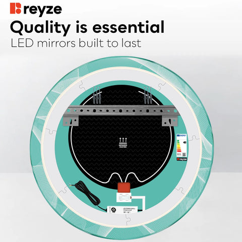 Round LED Mirror | Touch Buttons | Anti-Fog Function | Adjustable Color Temperature - Reyze Simetria Series Model 2